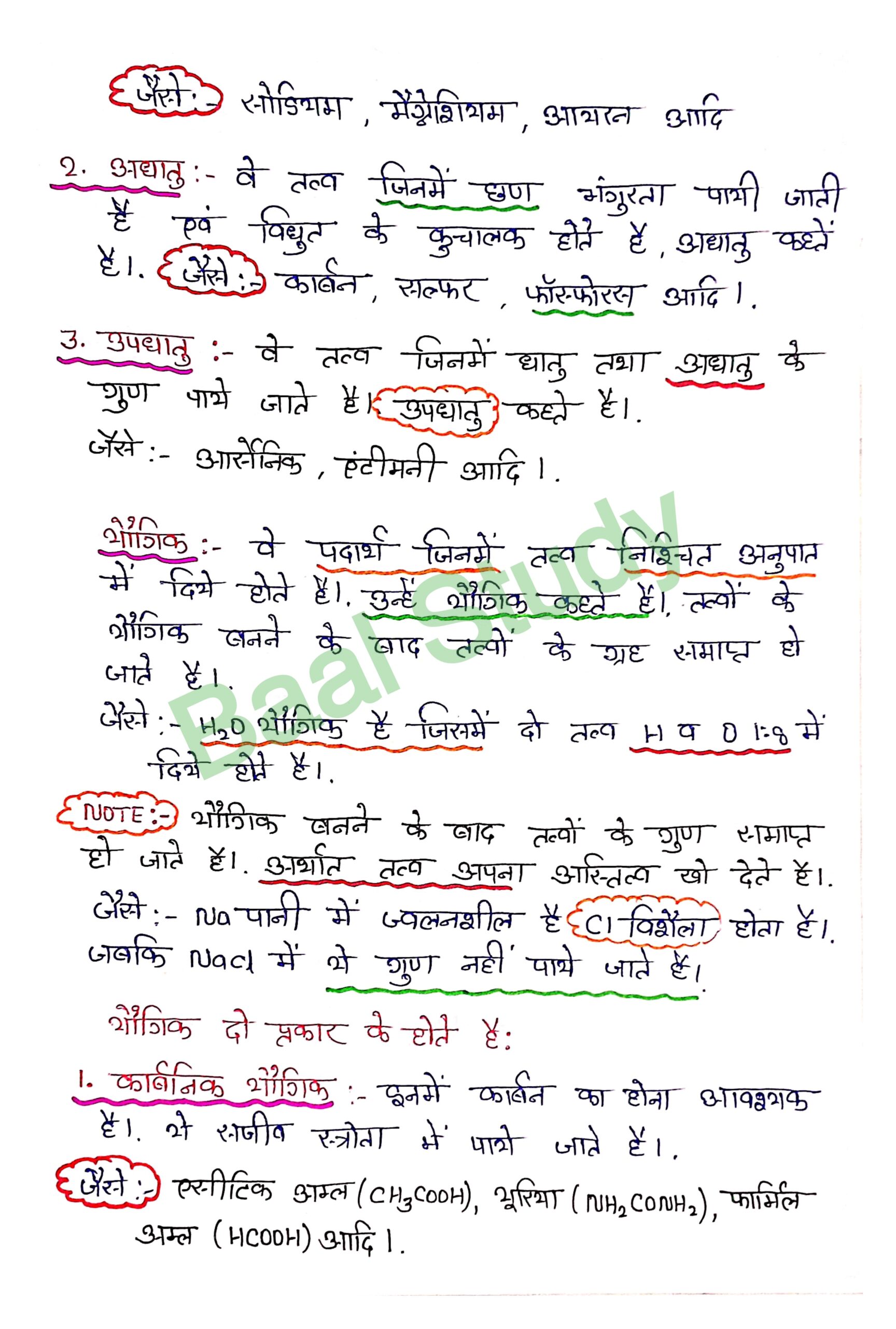 NCERT Class 11th Chemistry Handwritten Notes Pdf in Hindi; कक्षा 11वीं रासायनशास्त्र हिन्दी माध्यम नोट्स