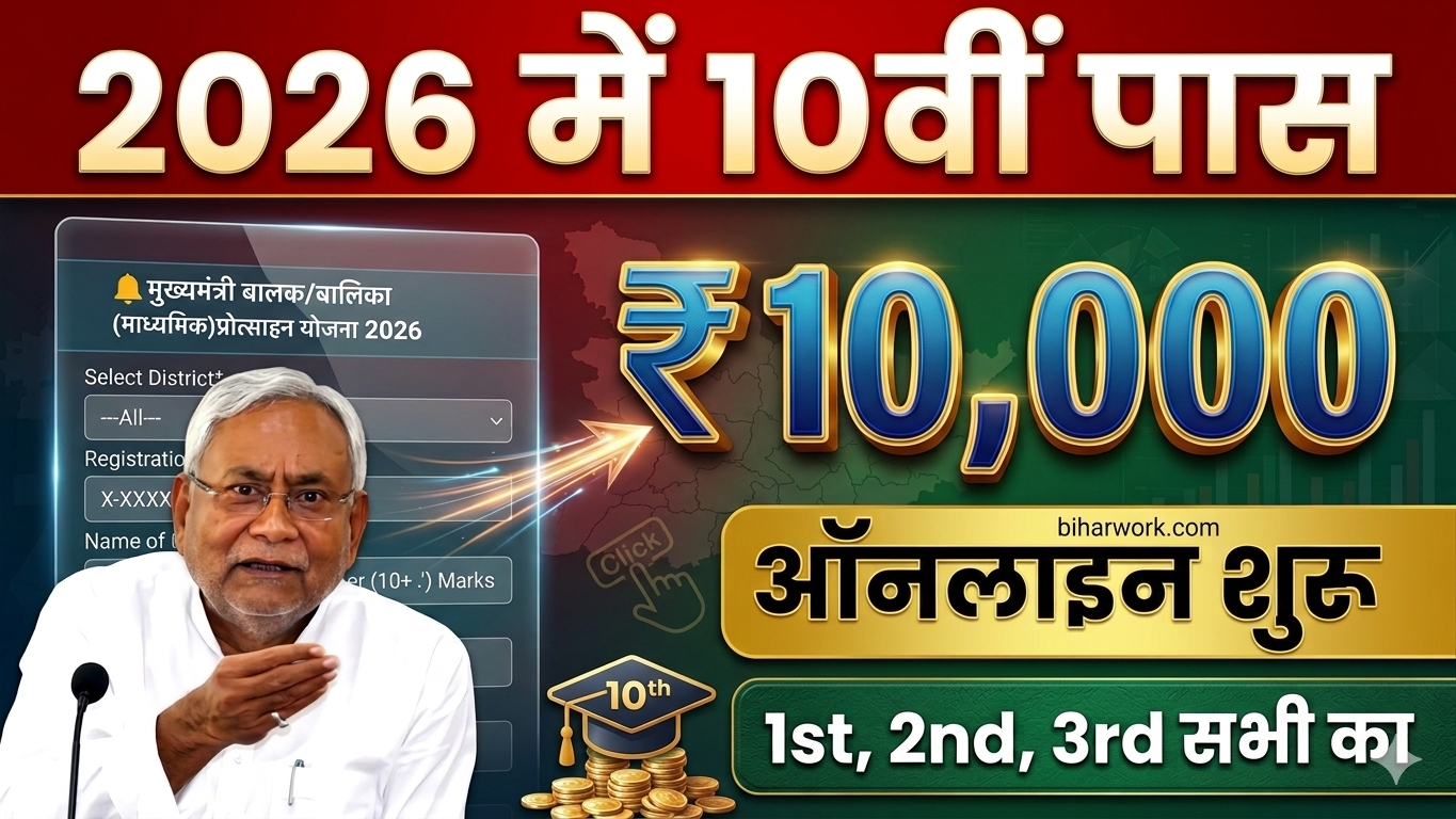 Bihar Board 10th Pass Scholarship 2026 Apply Online: कक्षा 10वीं पास ₹10,000 स्कॉलरशिप, ऐसे करें आवेदन @biharwork.com