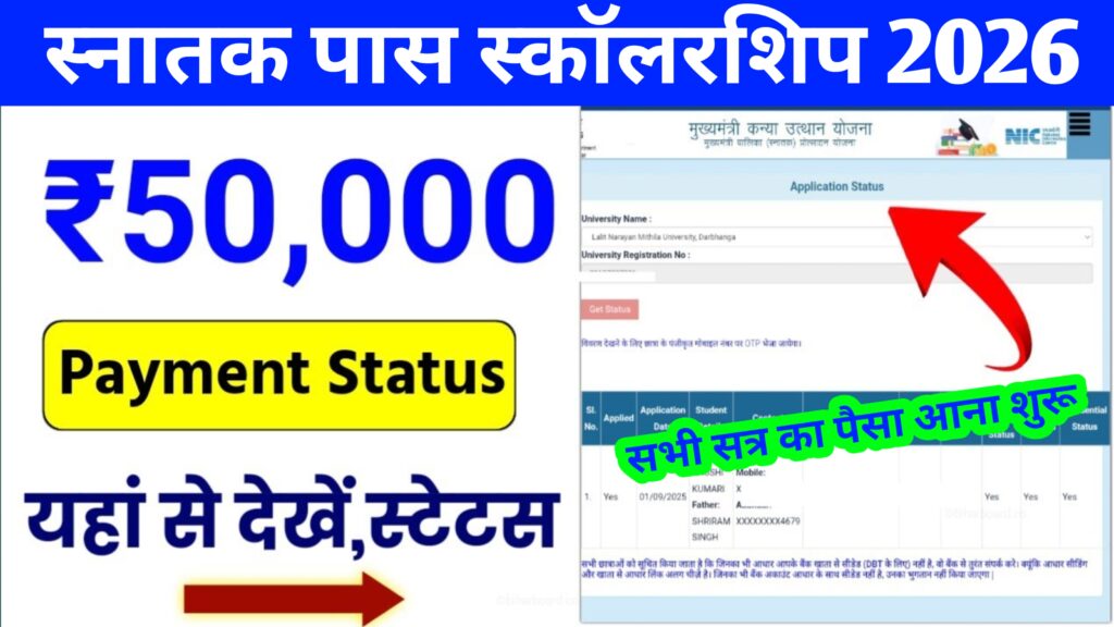 Bihar Graduation Pass Scholarship Status Check Online 2026