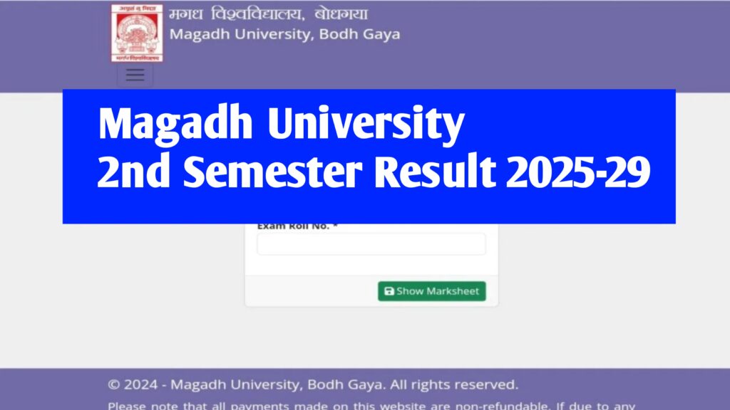 Magadh University UG 2nd Semester Result 2026
